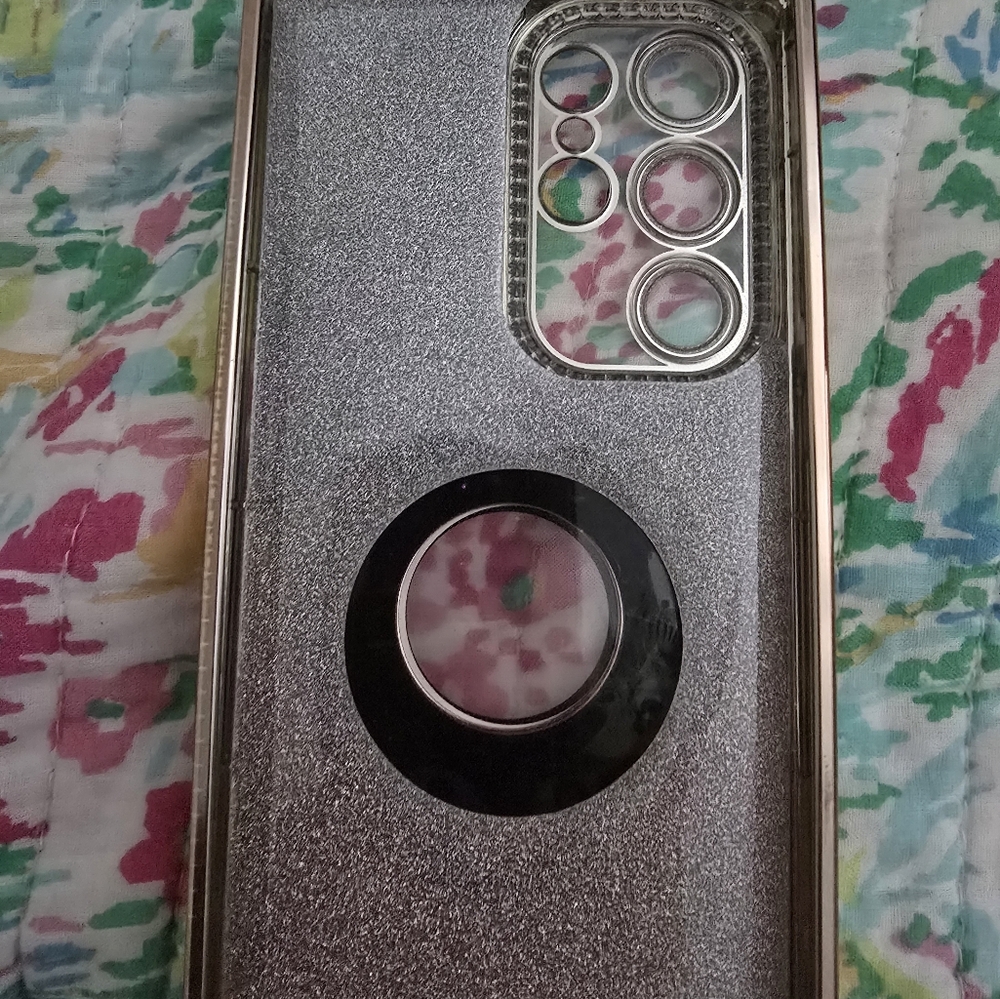 (2) Glittery Silver Phone Cases with Ring Holder